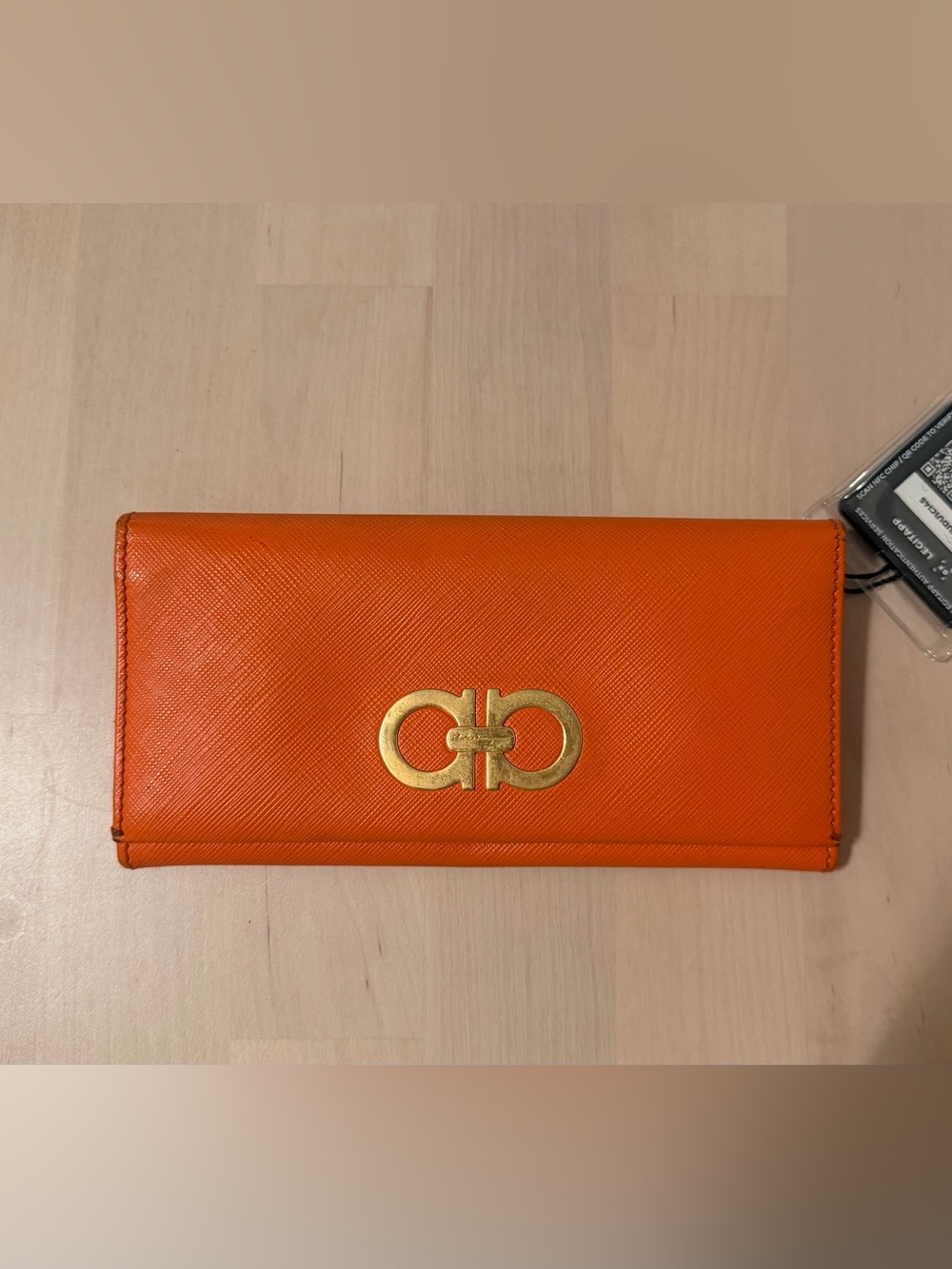 Vintage Ferragamon Gancini Orange Leather Wallet